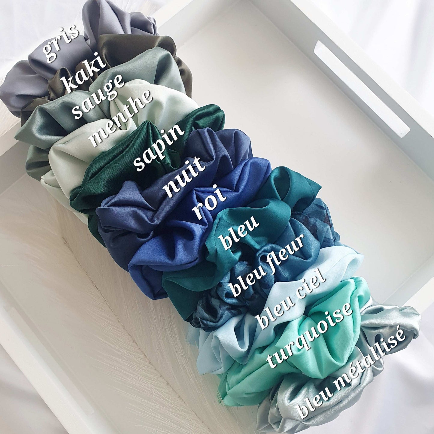 Chouchou Satin Bleu métallisé - Mlle ChouChou