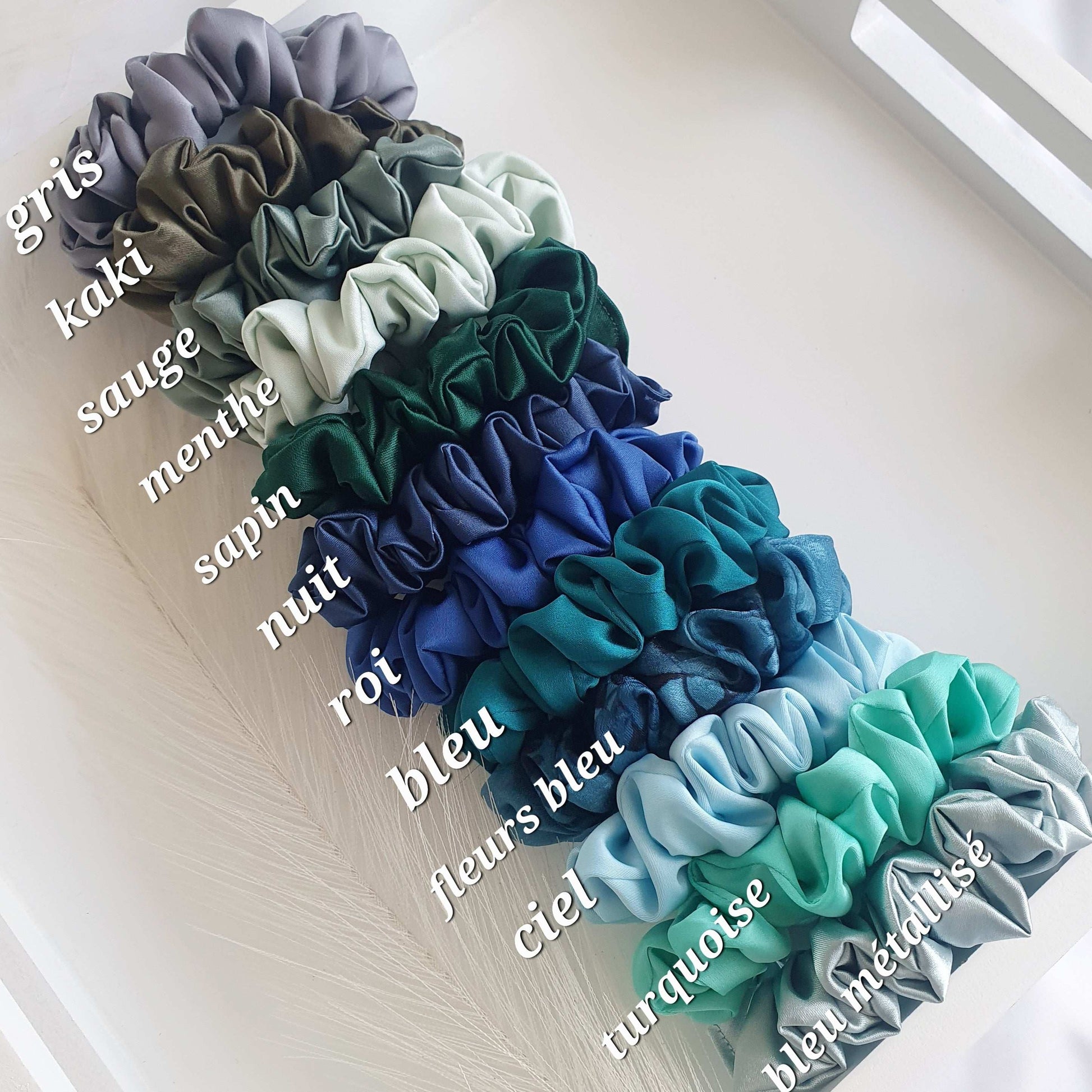 Chouchou Satin Bleu métallisé - Mlle ChouChou