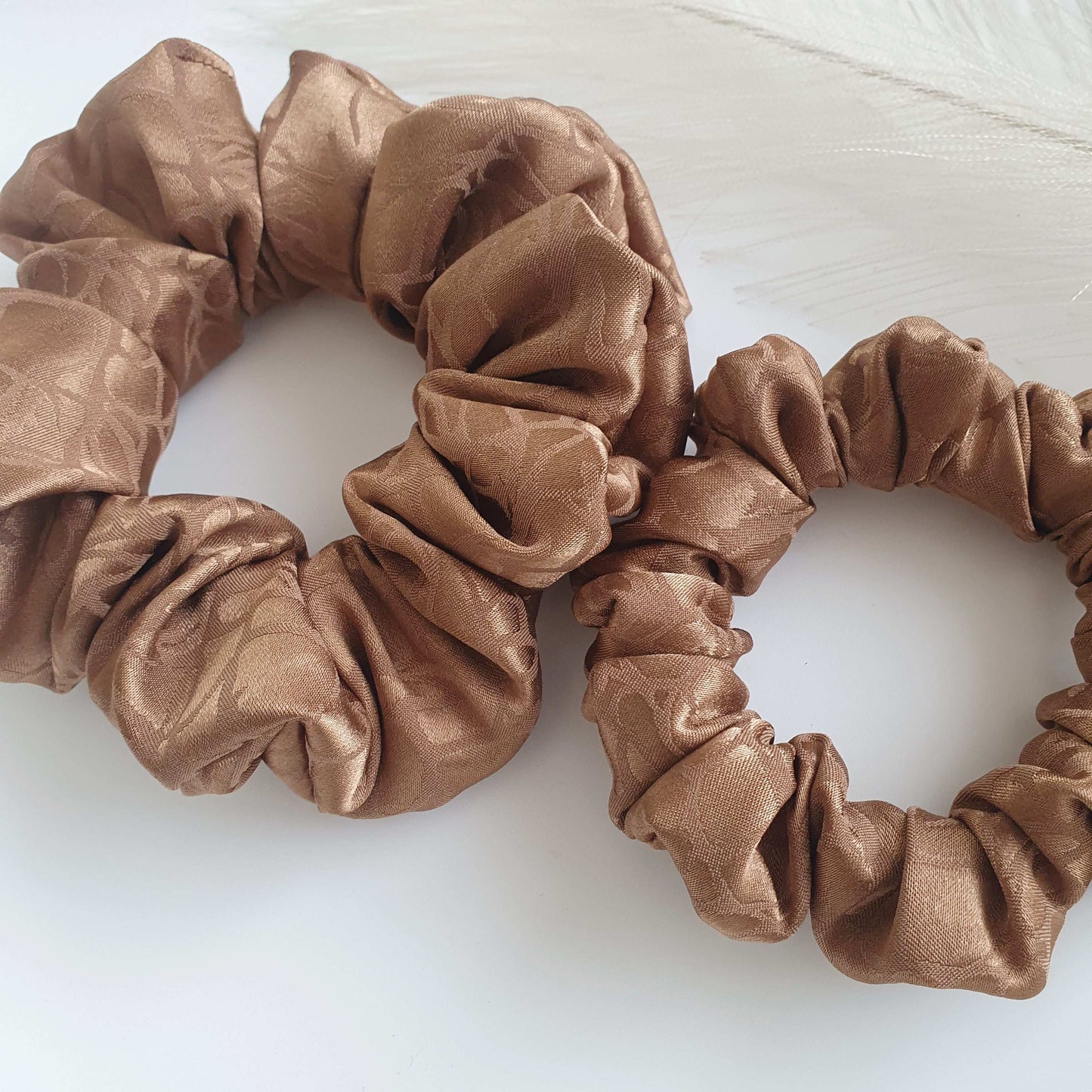 Chouchou Satin Marron imprimé - Mlle ChouChou