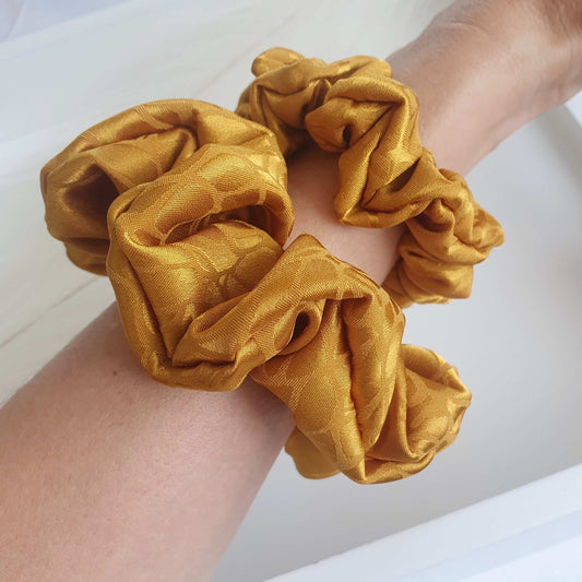 Chouchou Satin Ocre imprimé - Mlle ChouChou