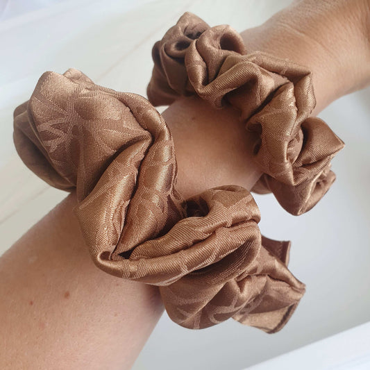 Chouchou Satin Marron imprimé - Mlle ChouChou