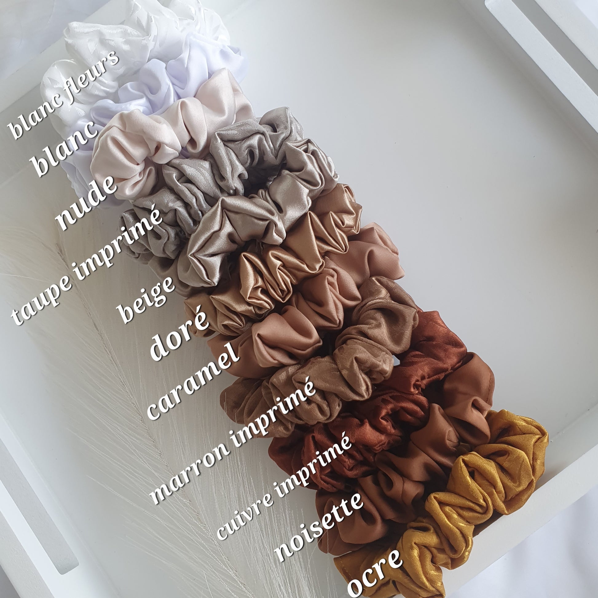 Chouchou Satin Blanc Fleurs - Mlle ChouChou