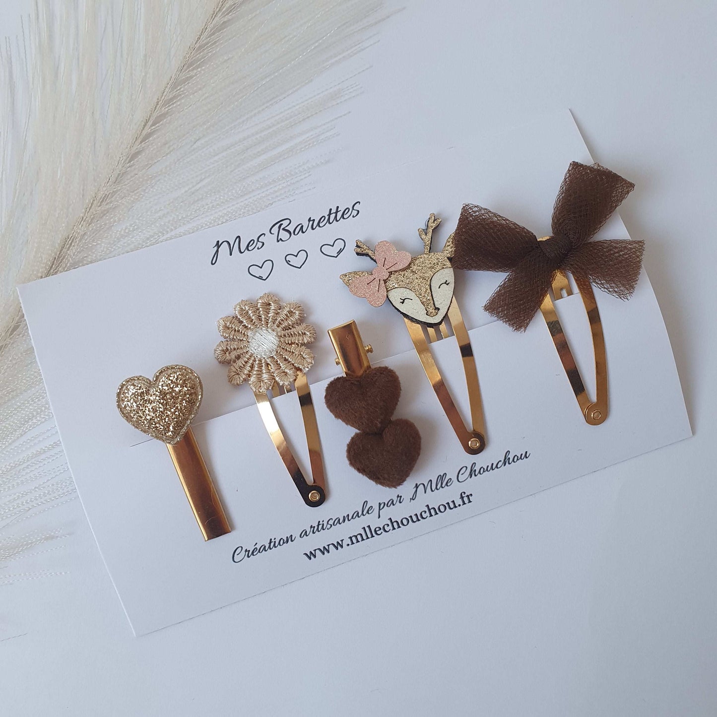 Lot de pinces à cheveux chocolat - Mlle ChouChou