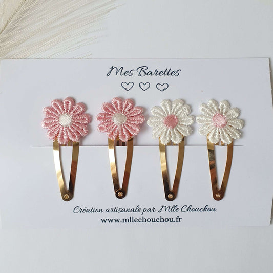 Lot de pinces à cheveux pâquerette rose - Mlle ChouChou
