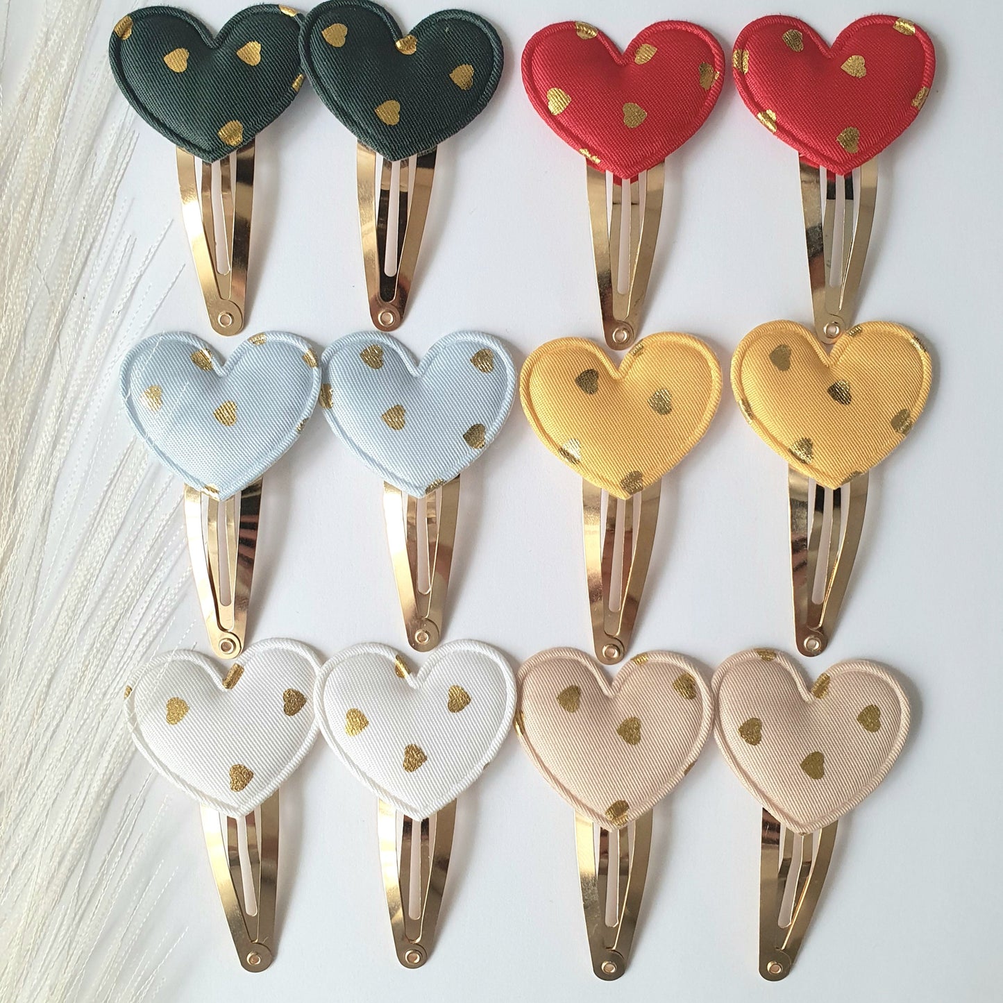 barrettes cœur vert doré - Mlle ChouChou