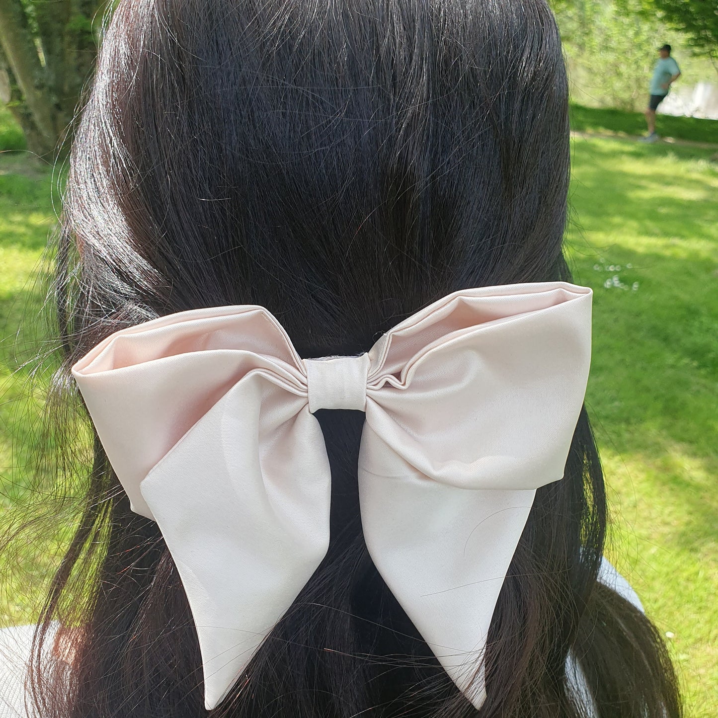 Barrette Nœud satin XL Nude Mlle ChouChou