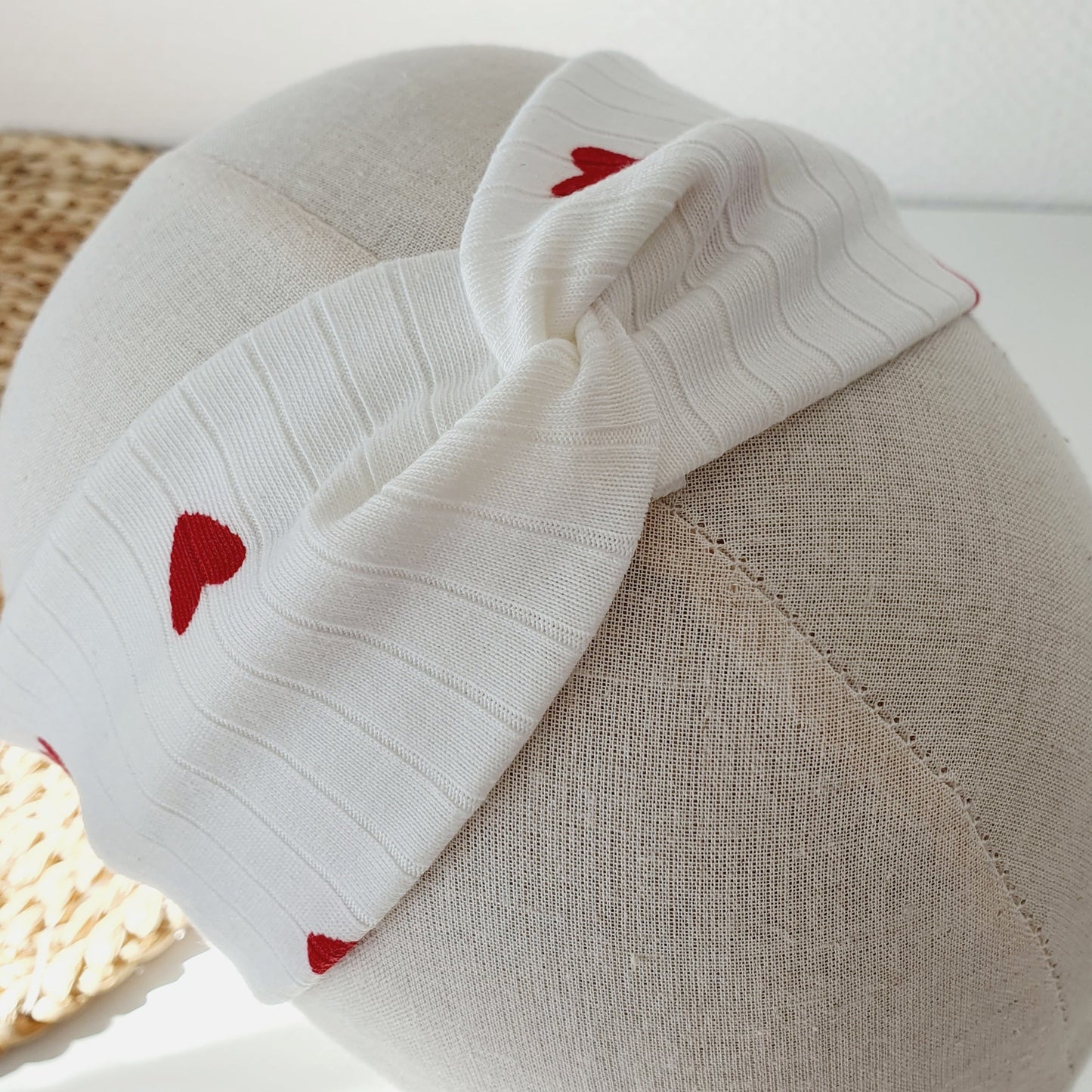 Bandeau cheveux côtelé cœur rouge Mlle ChouChou