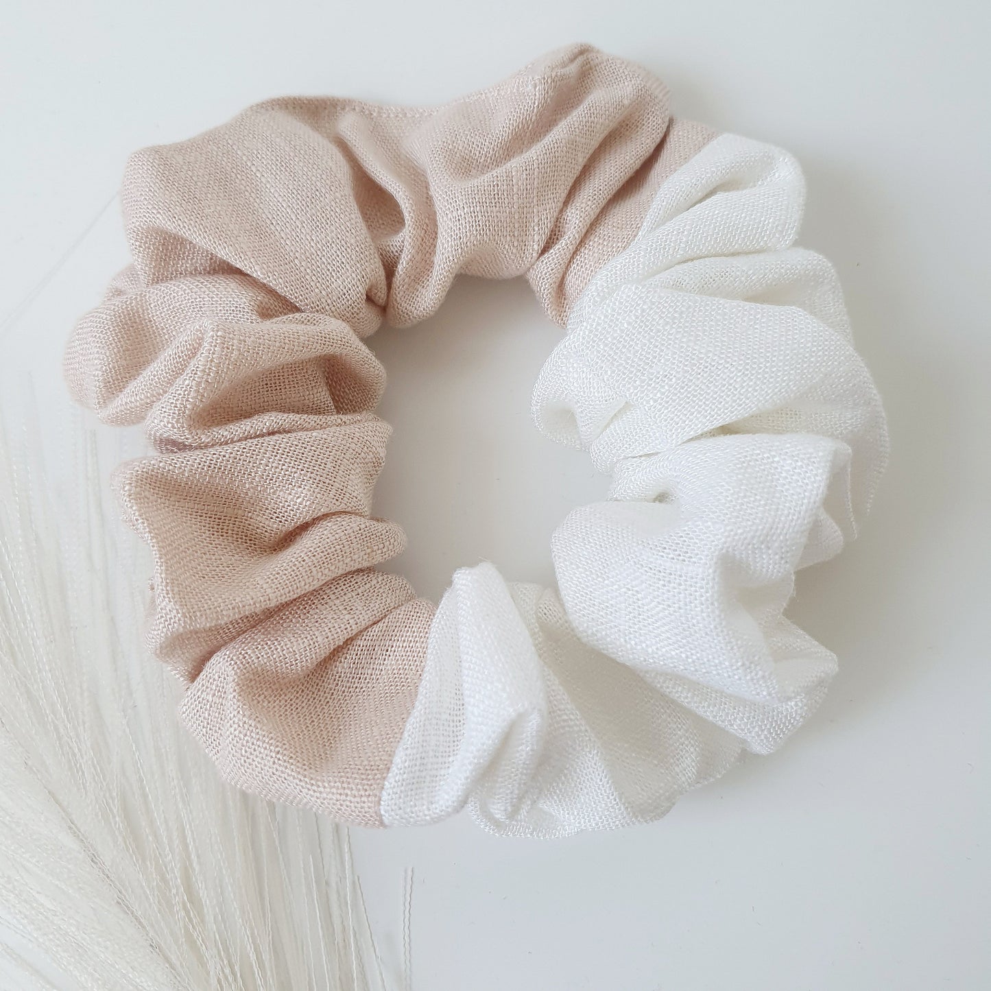 Chouchou Lin bicolore blanc Nude Mlle ChouChou