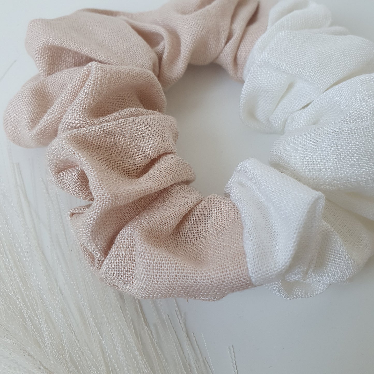 Chouchou Lin bicolore blanc Nude Mlle ChouChou