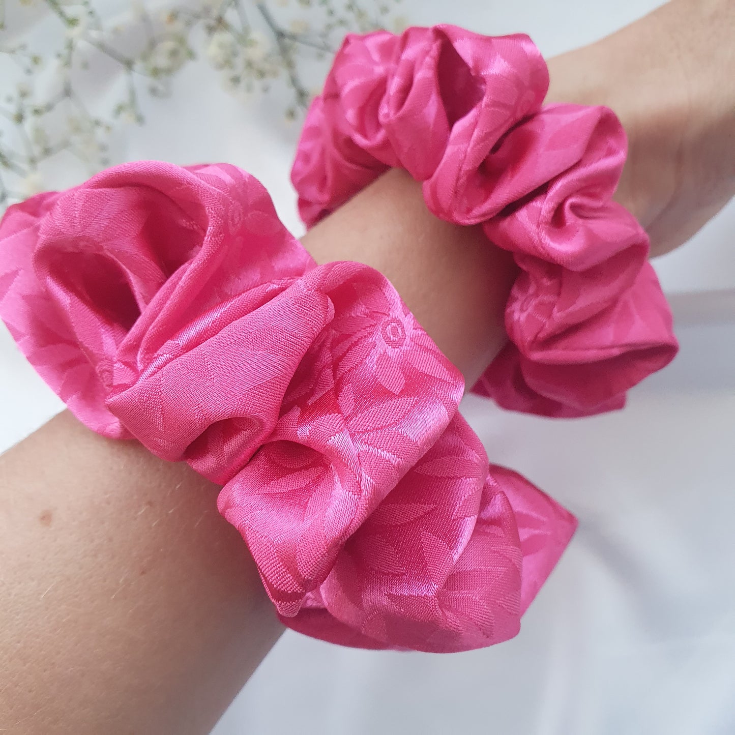 Chouchou Satin Fuchsia Fleurs - Mlle ChouChou