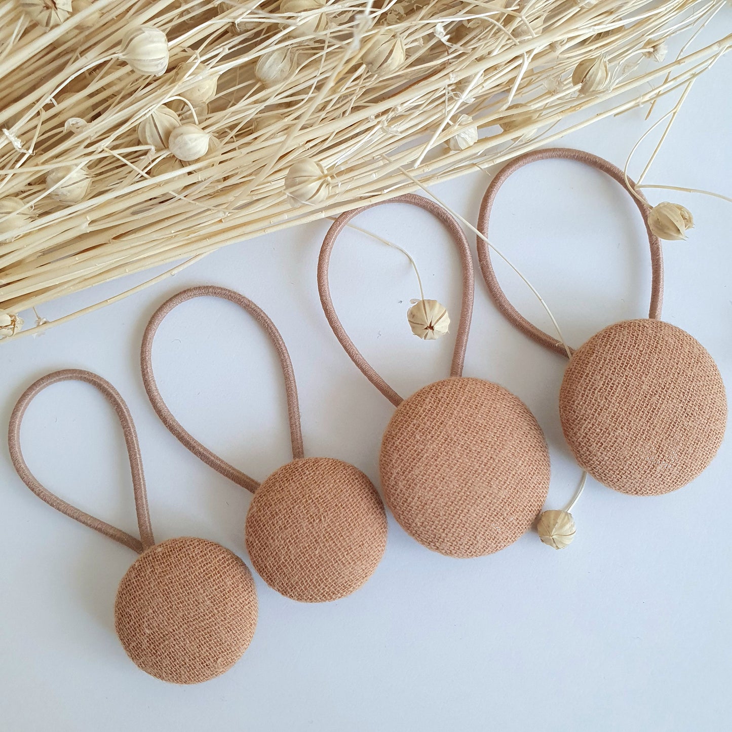 Lot de 3 Elastiques Boutons Ecru/Sable/Moutarde - Mlle ChouChou