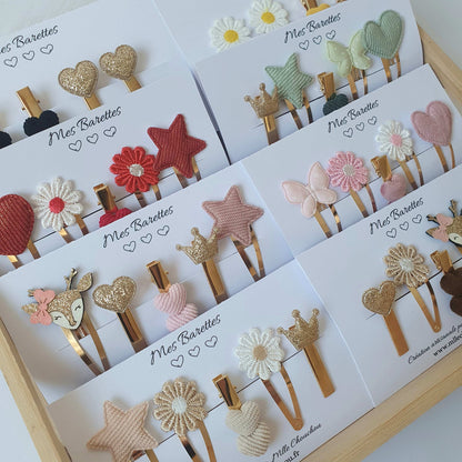 barrettes cheveux fleurs rouge - Mlle ChouChou
