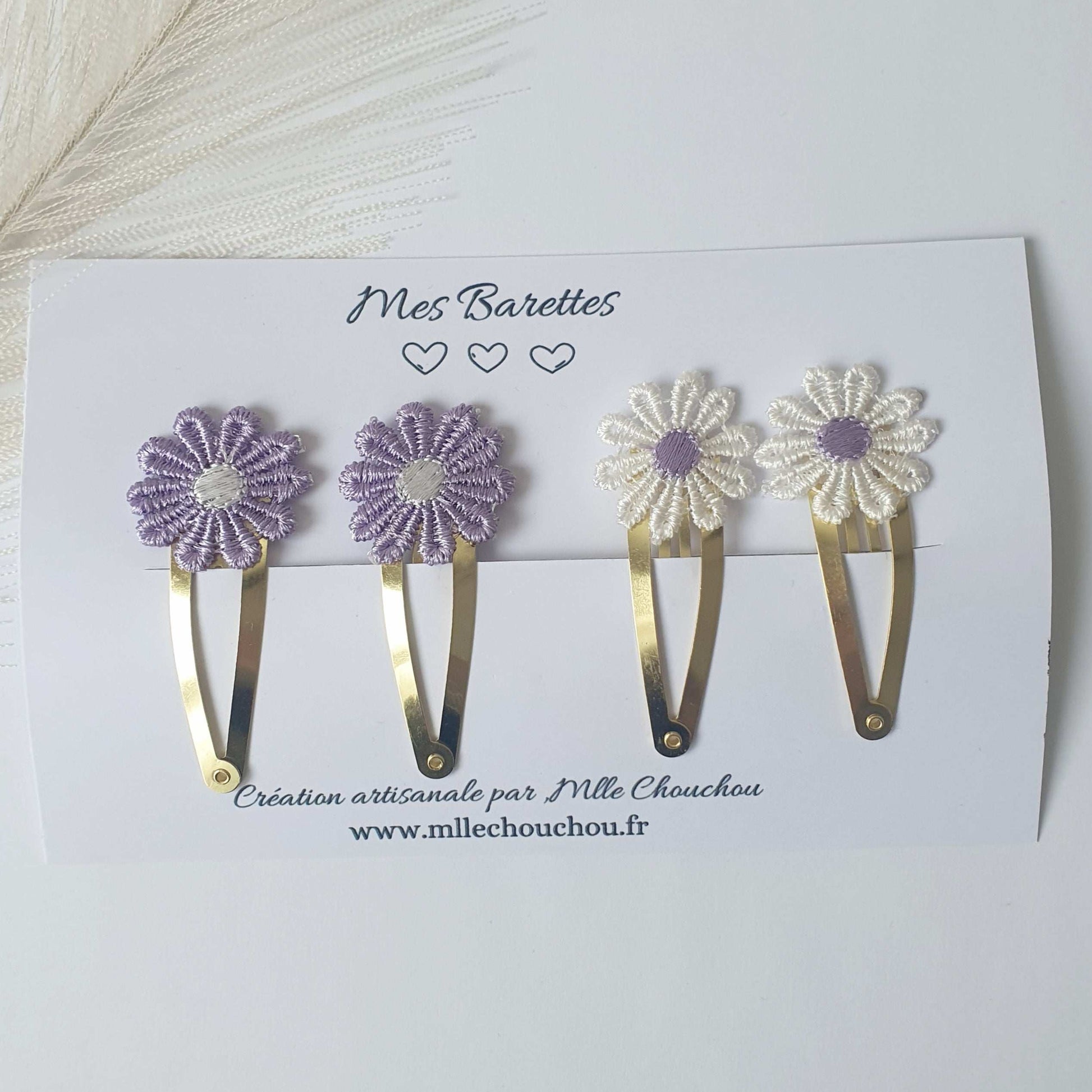 Lot de pinces à cheveux pâquerettes lilas - Mlle ChouChou