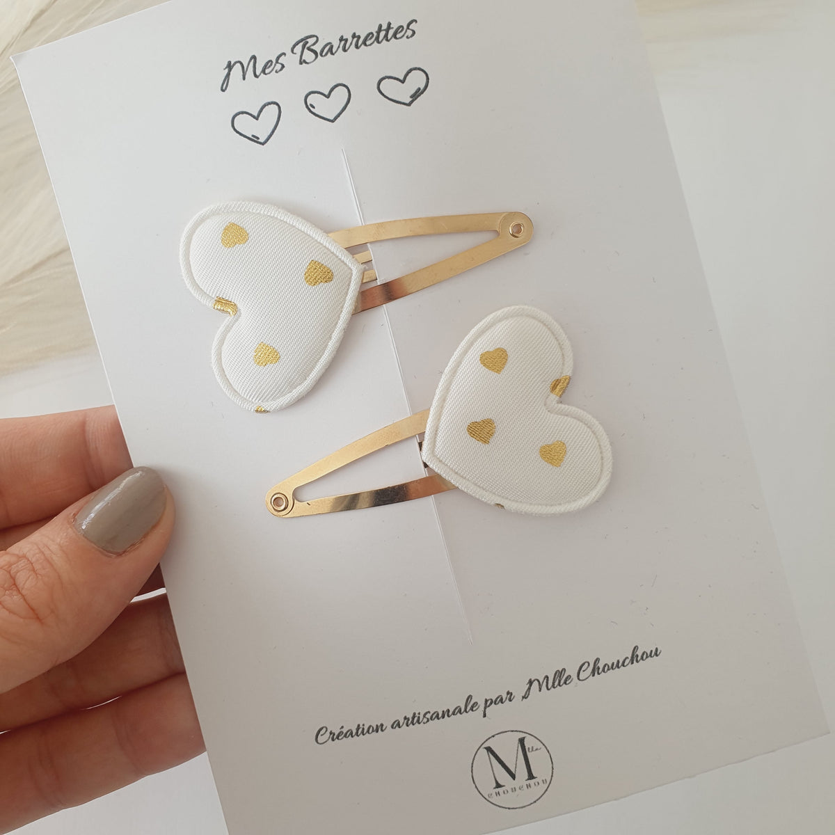 Achat Barrette à cheveux bébé Marguerites / lin rose saumon en gros Achat Barrette à cheveux bébé Marguerites / lin rose saumon en gros