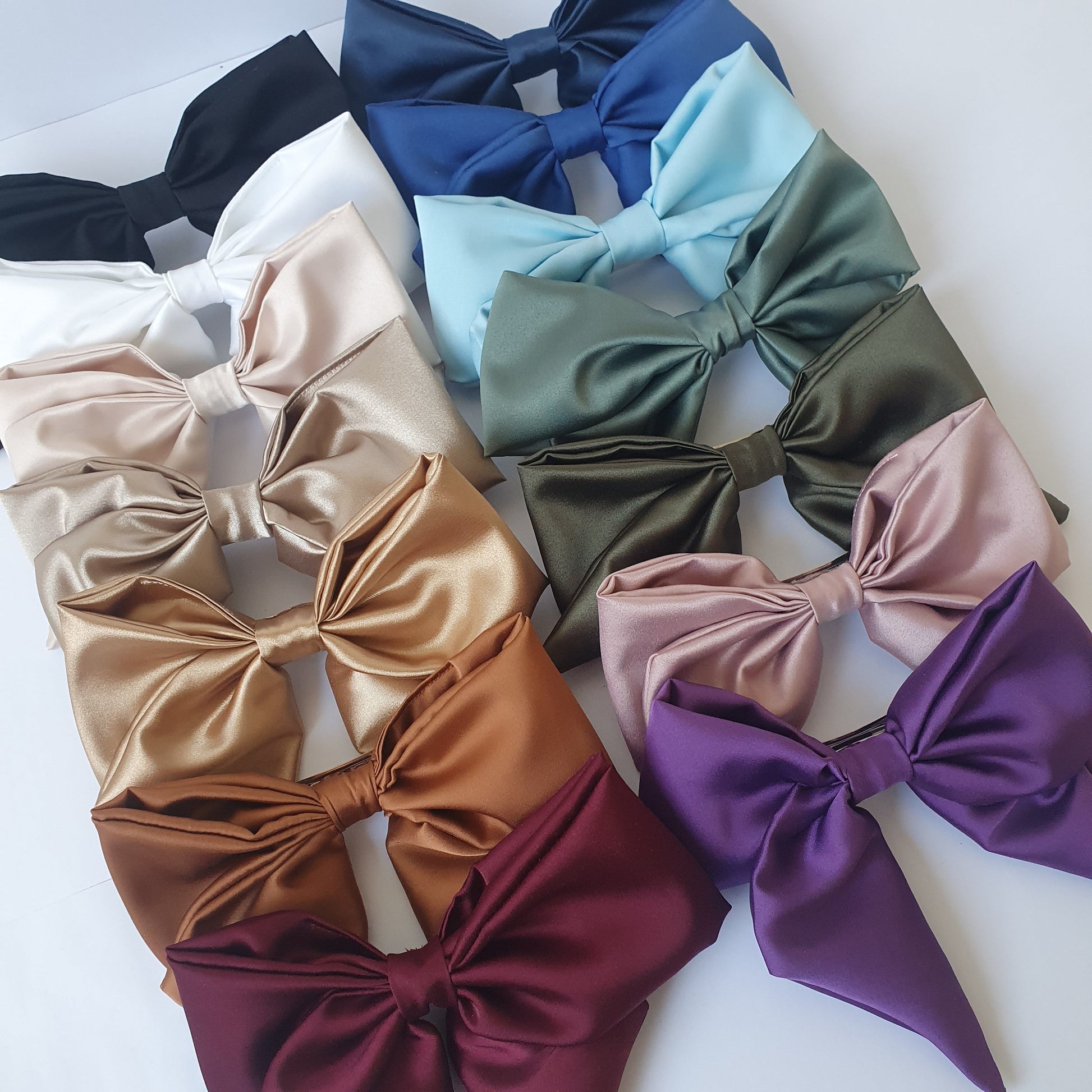 Barrette Nœud satin XL Blanc Mlle ChouChou