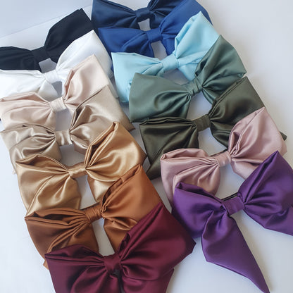 Barrette Nœud satin XL Blanc Mlle ChouChou