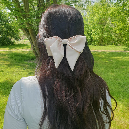 Barrette Nœud satin XL Blanc Mlle ChouChou