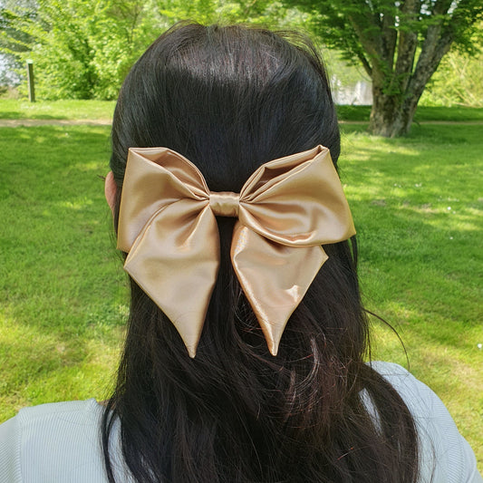 Barrette Nœud satin XL Doré Mlle ChouChou