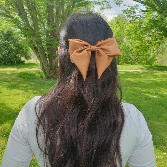 Barrette Nœud satin XL Noisette Mlle ChouChou