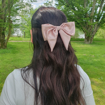 Barrette Nœud satin XL Rose Mlle ChouChou