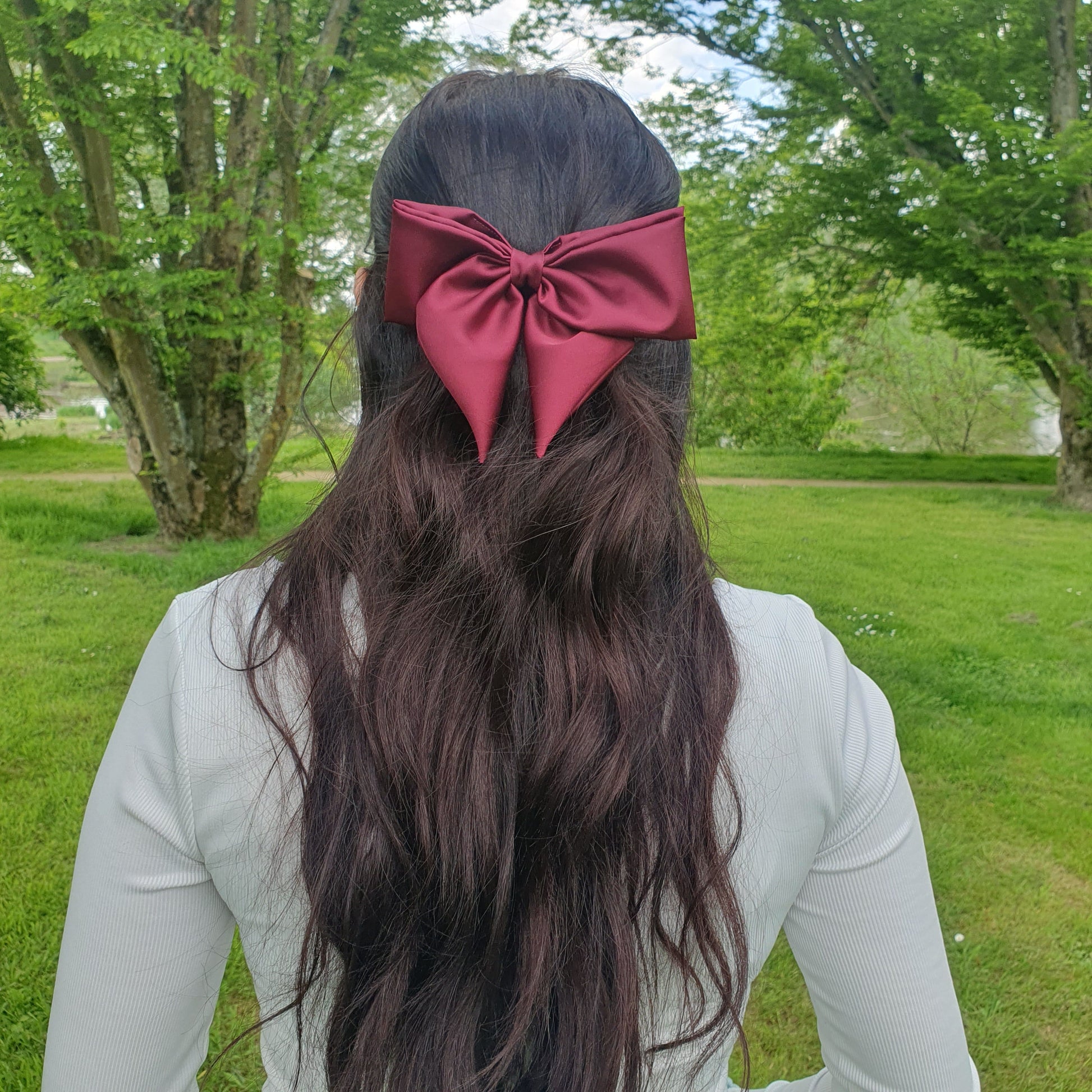 Barrette Nœud satin XL Bordeaux Mlle ChouChou