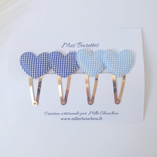 barrettes cœur vichy jaune rose (Copie) Mlle ChouChou