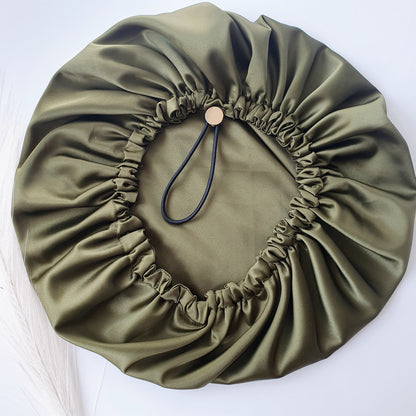 Bonnet de Soin/Nuit Satin olive Mlle ChouChou