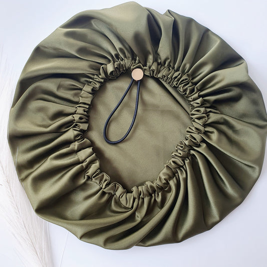 Bonnet de Soin/Nuit Satin olive Mlle ChouChou