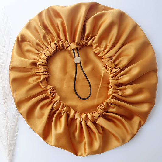 Bonnet de Soin/Nuit Satin ocre Mlle ChouChou