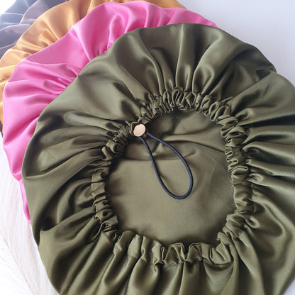 Bonnet de Soin/Nuit Satin olive Mlle ChouChou
