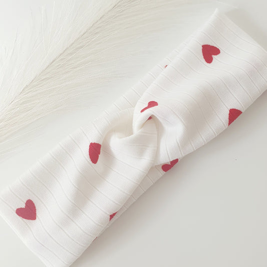 Bandeau cheveux côtelé cœur rouge Mlle ChouChou