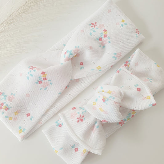Duo bandeaux Mère Fille maille fleuri Mlle ChouChou