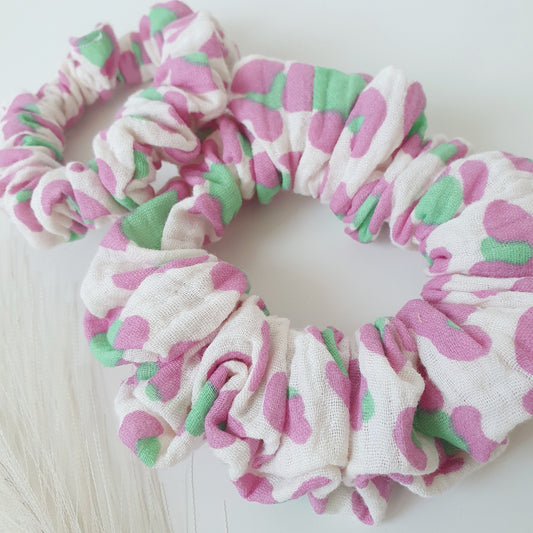 Chouchou double gaze rose léopard Mlle ChouChou