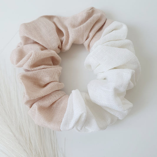 Chouchou Lin bicolore blanc Nude Mlle ChouChou