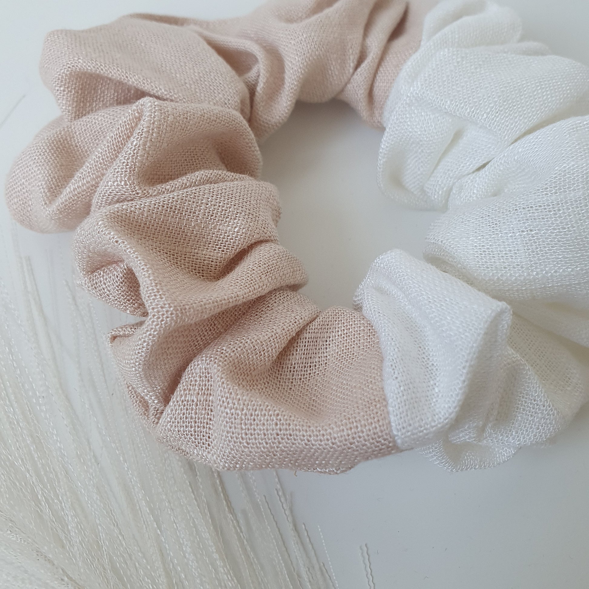 Chouchou Lin bicolore blanc Nude Mlle ChouChou