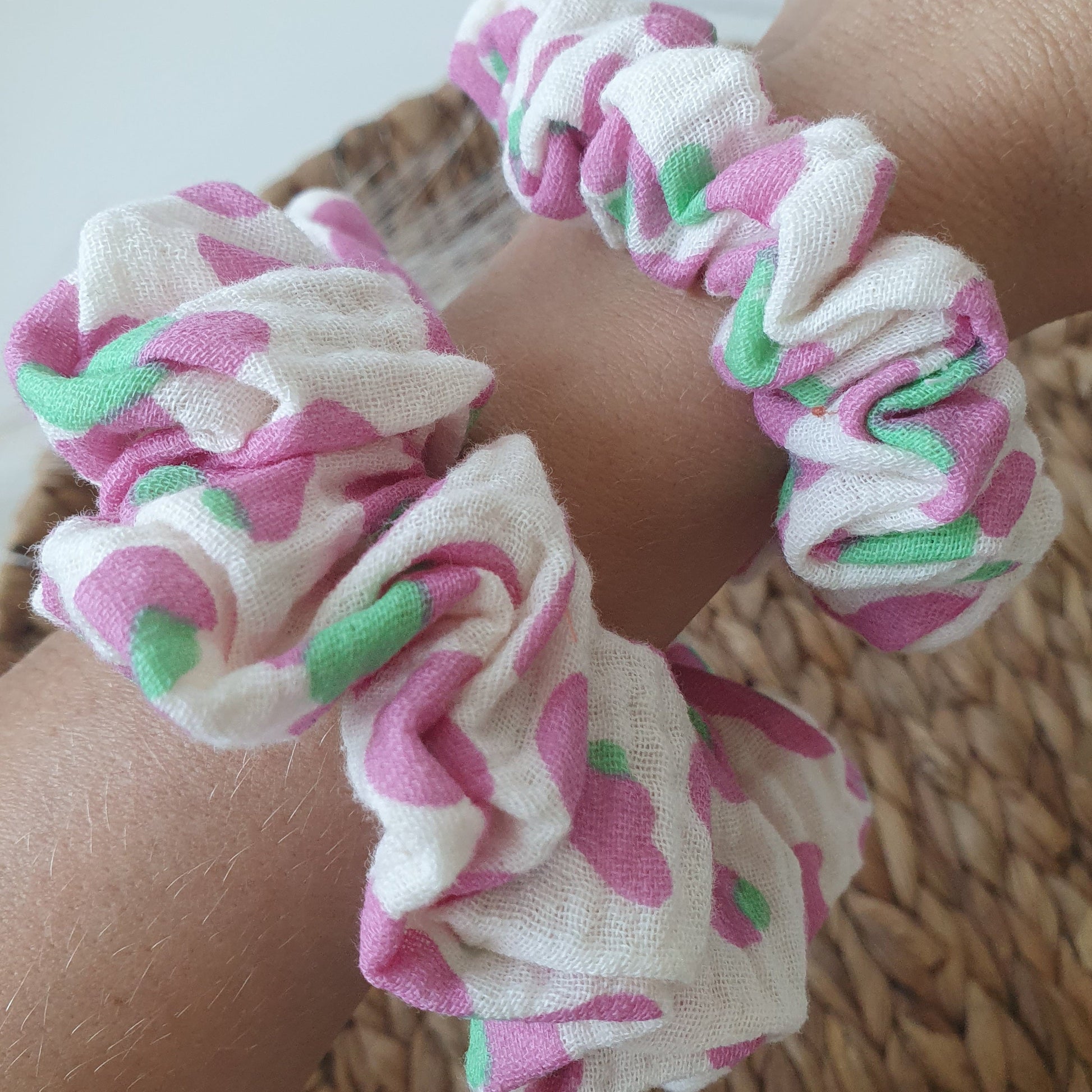 Chouchou double gaze rose léopard Mlle ChouChou