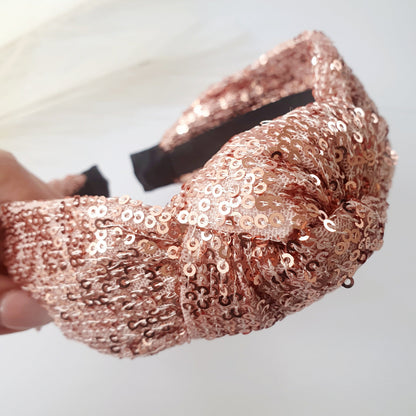 Serre-Tête Noué sequins poudré Mlle ChouChou