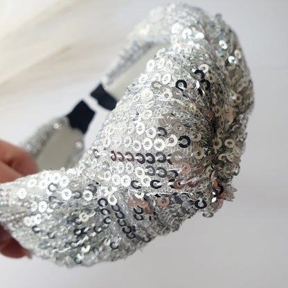 Serre-Tête Noué sequins argent Mlle ChouChou