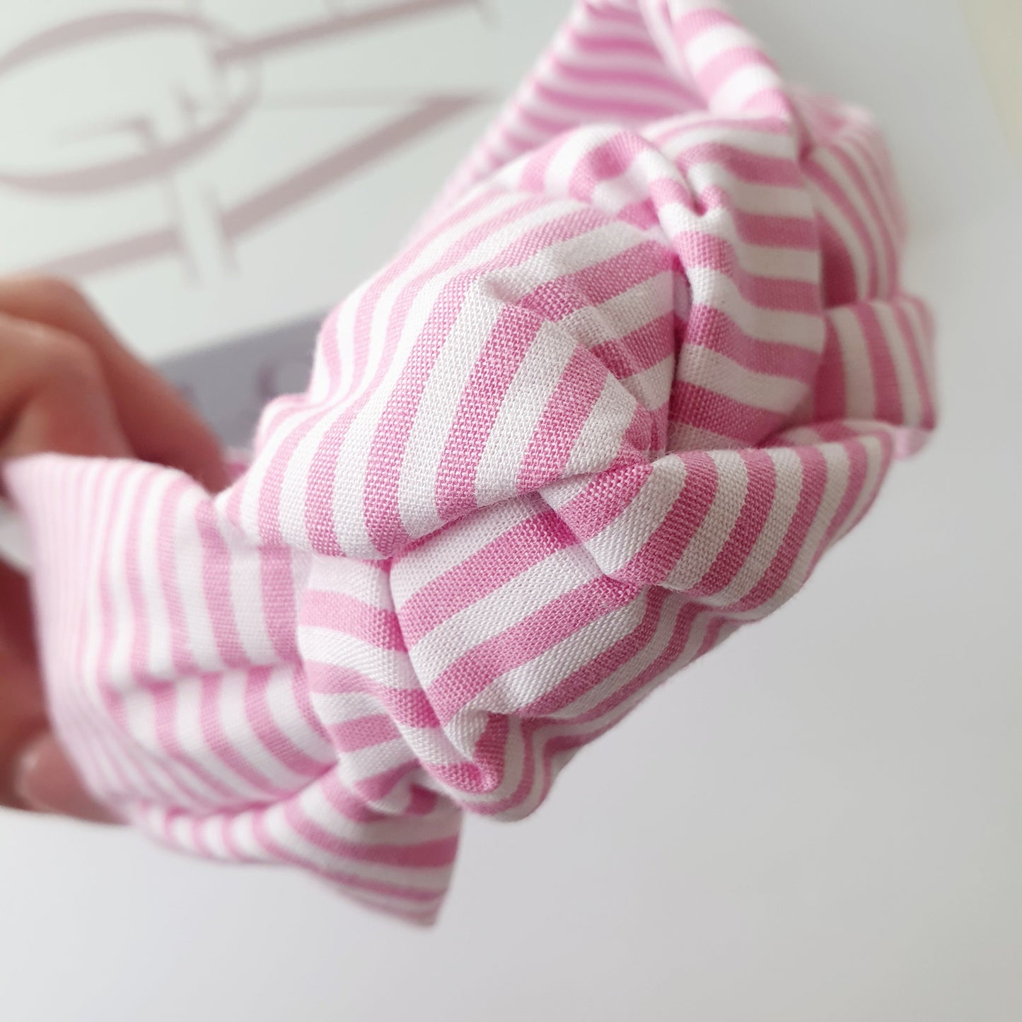 Serre-Tête Noué Rayé rose Mlle ChouChou