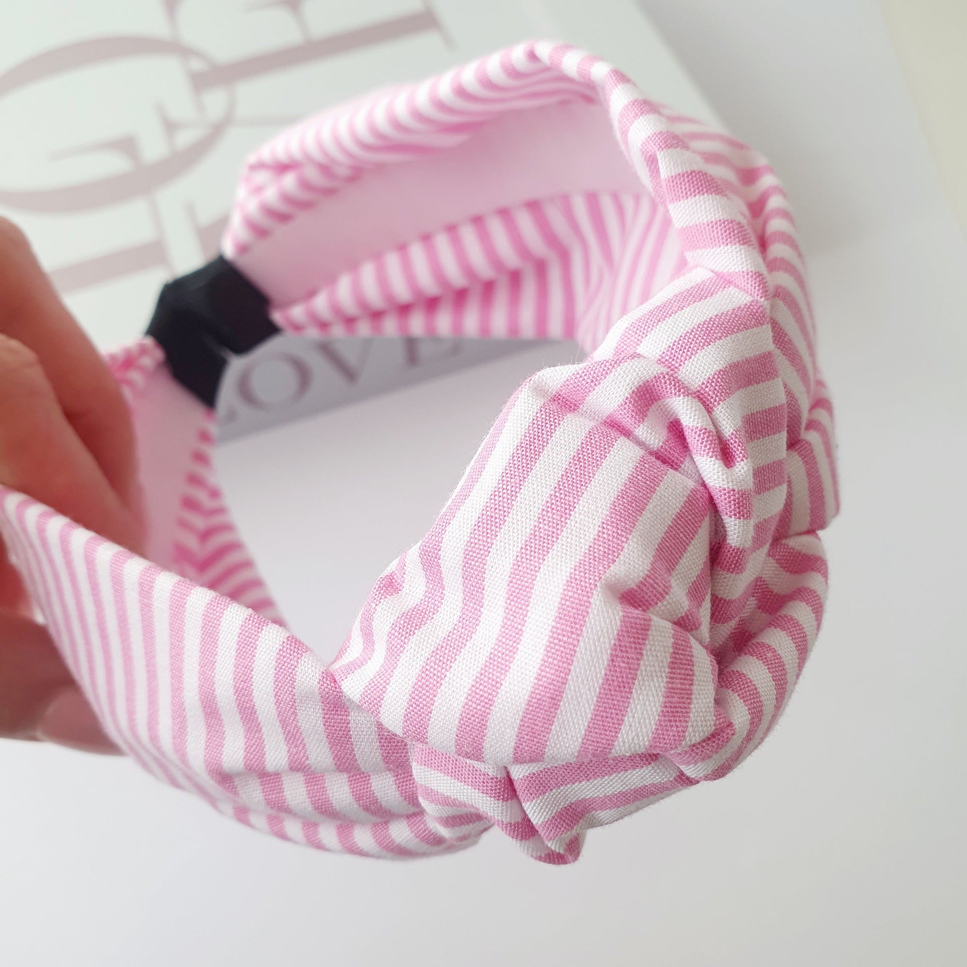 Serre-Tête Noué Rayé rose Mlle ChouChou