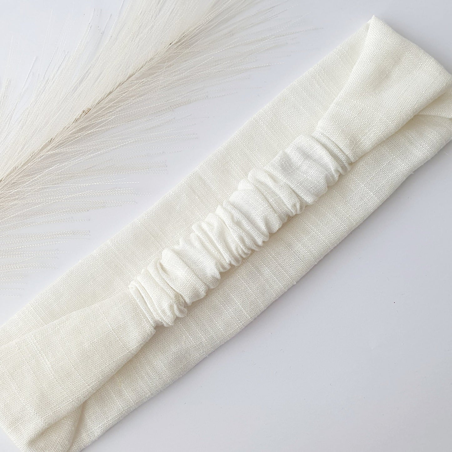 Bandeau cheveux plat lin Blanc Mlle ChouChou