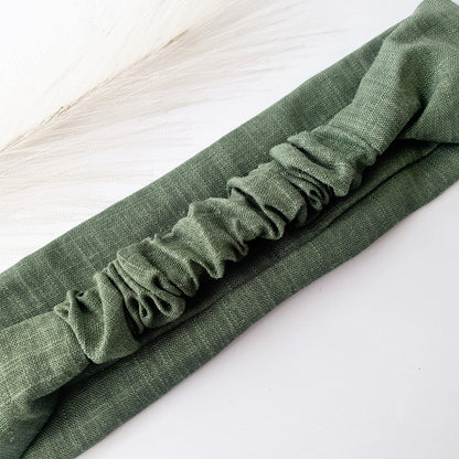 Bandeau cheveux plat lin kaki Mlle ChouChou