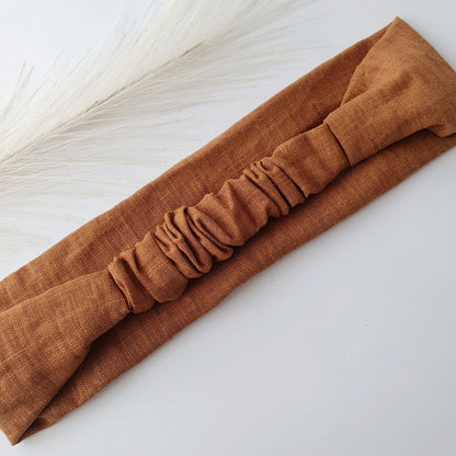 Bandeau cheveux plat lin noisette Mlle ChouChou