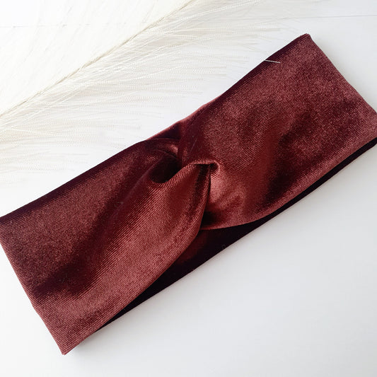 Bandeau cheveux velours chocolat Mlle ChouChou