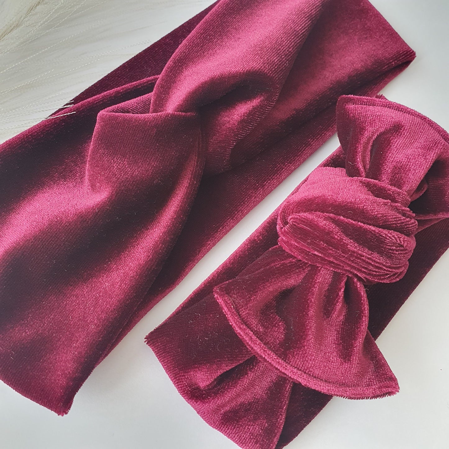 Duo bandeaux Mère Fille velours bordeaux Mlle ChouChou
