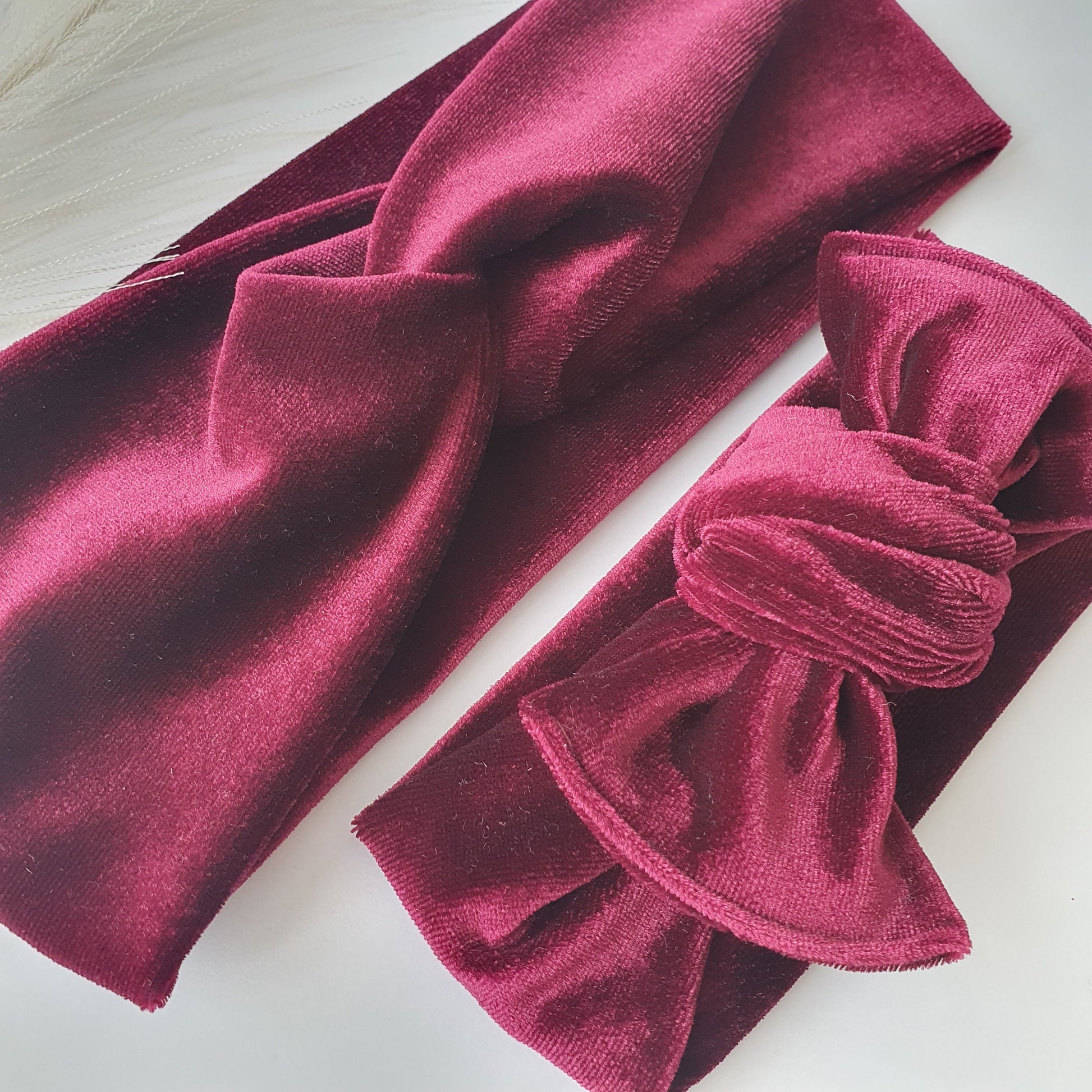 Duo bandeaux Mère Fille velours bordeaux Mlle ChouChou