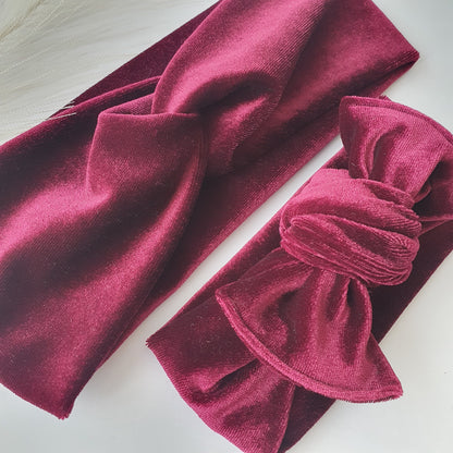 Duo bandeaux Mère Fille velours bordeaux Mlle ChouChou