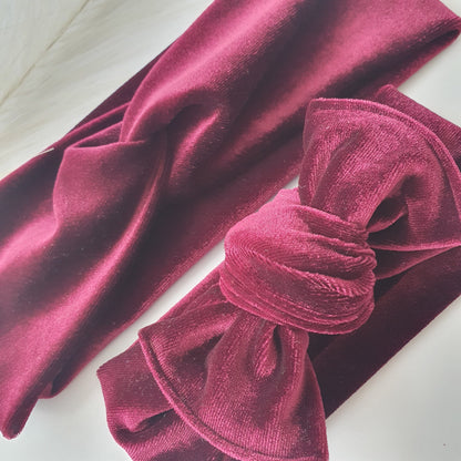 Duo bandeaux Mère Fille velours bordeaux Mlle ChouChou