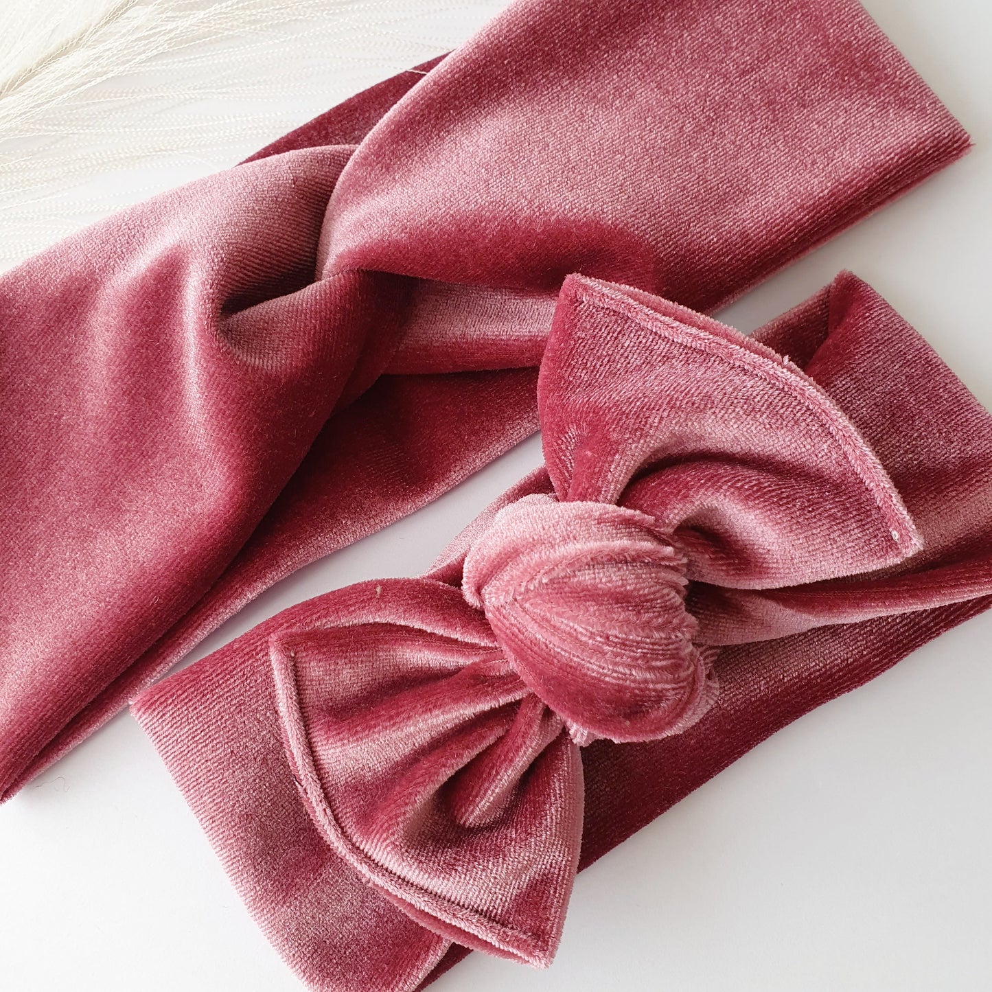 Duo bandeaux Mère Fille velours rose Mlle ChouChou