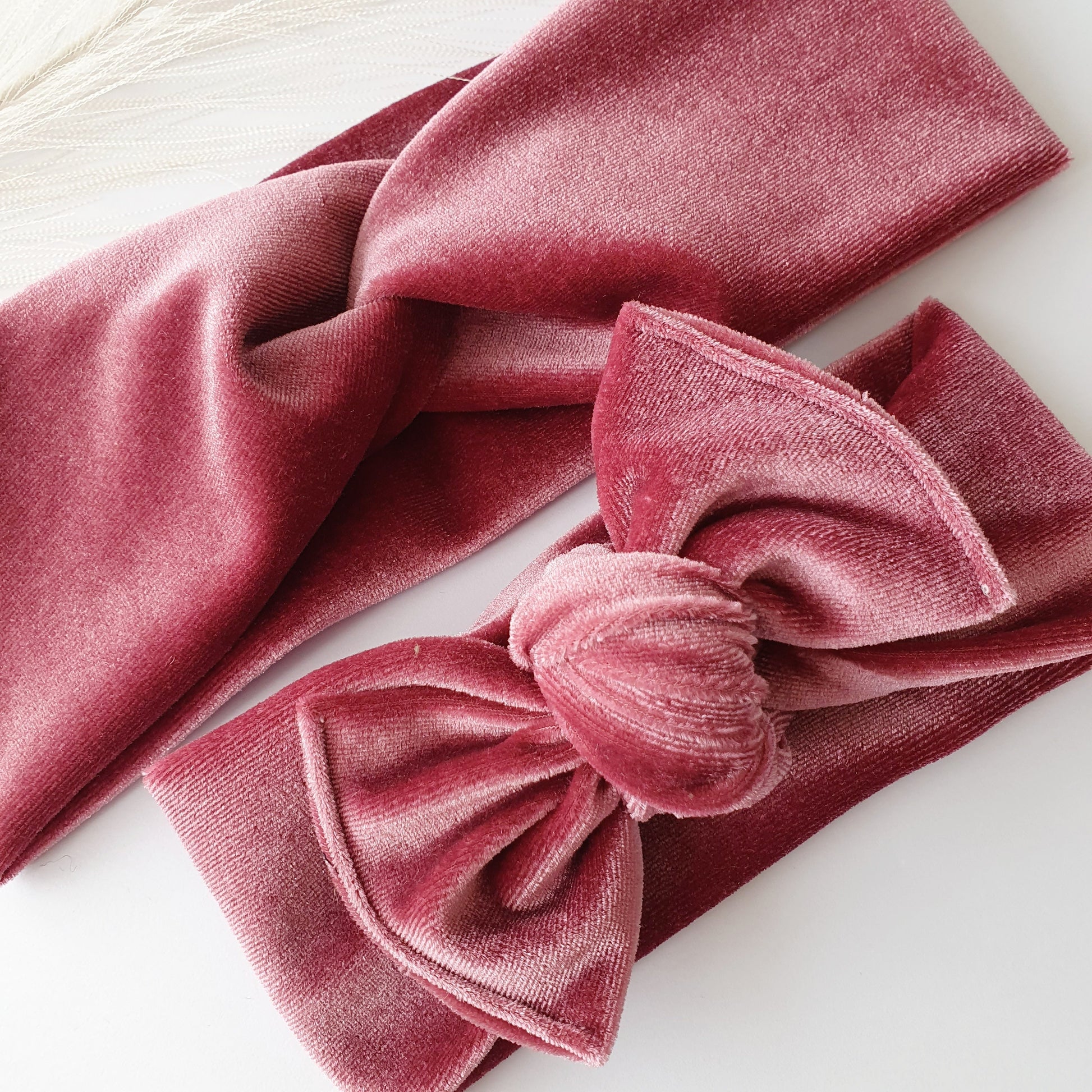 Duo bandeaux Mère Fille velours rose Mlle ChouChou